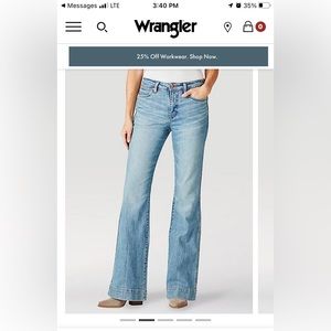 Wrangler Emma high rise trouser jeans